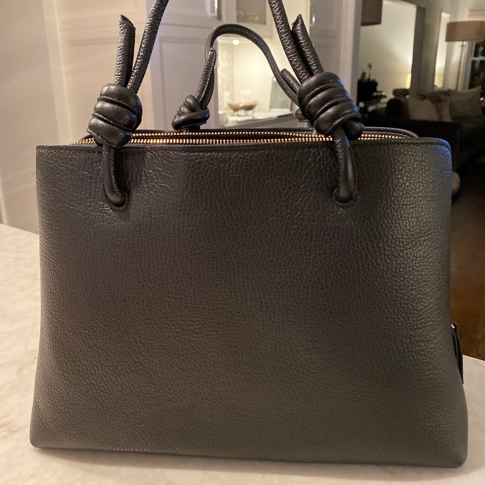 Black pebbled leather tote bag